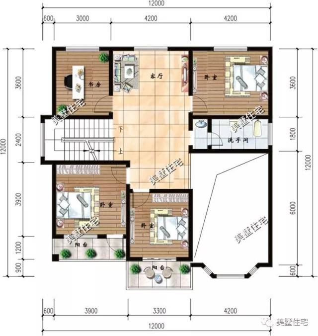 12x12米农村别墅,方正户型,2种设计,实用和经济你更爱