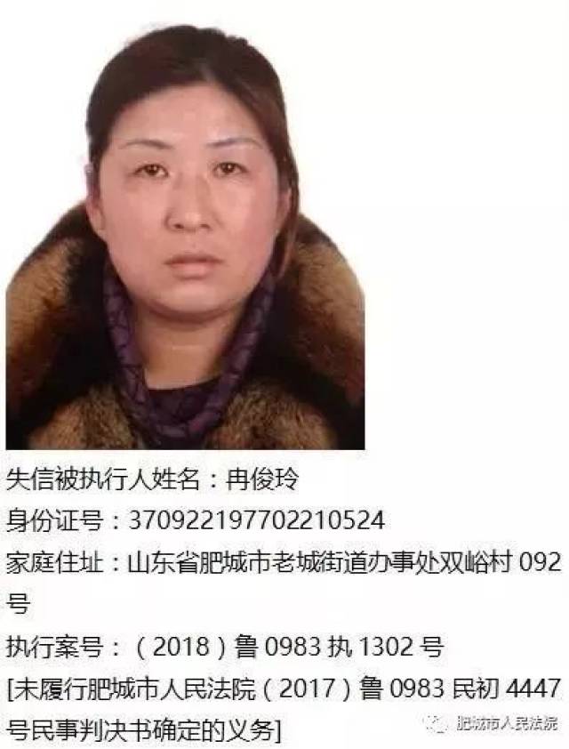 决胜基本解决执行难|肥城法院2018年第十三批失信被执行人员名单