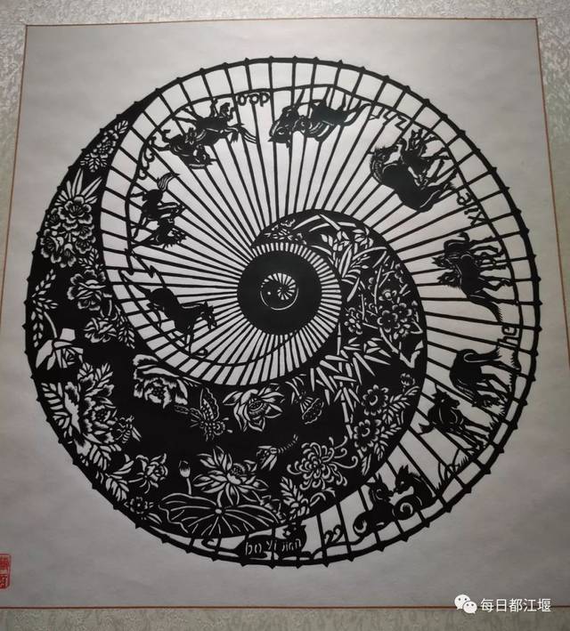 剪艺春秋·情满古堰|薄廷茂个人剪纸绘画展在都江堰市奎光塔公园举行