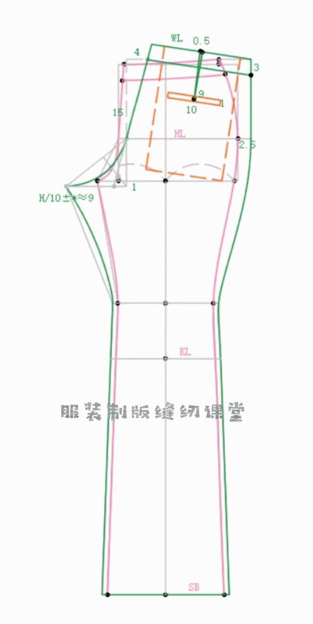 经典喇叭裤的制版方法