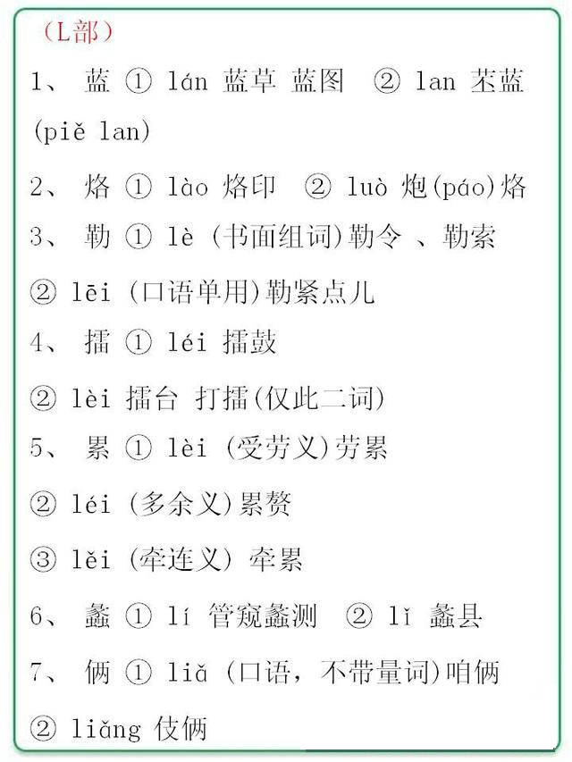 小学语文a~n多音字积累,小升初考试必考,赶紧为孩子留