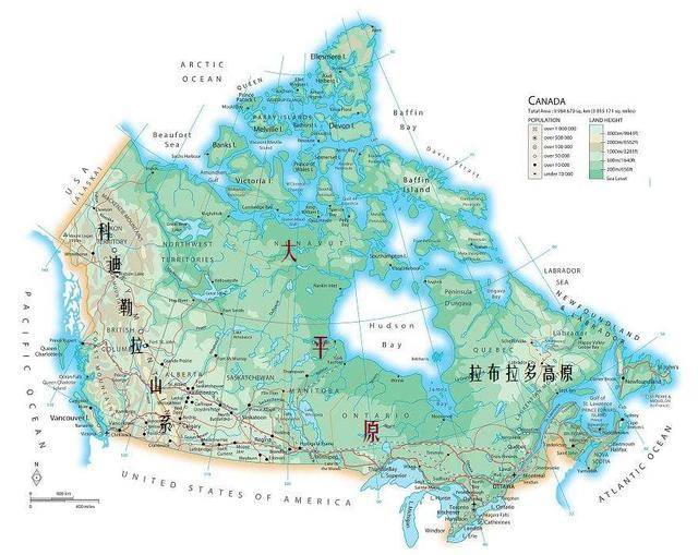 加拿大地形图