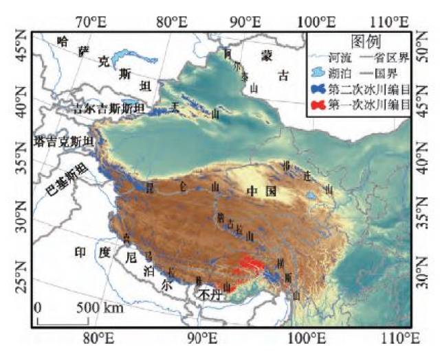 中国冰川类型分布