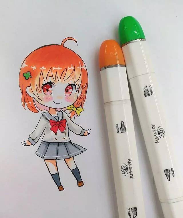 马克笔画出的可爱美少女