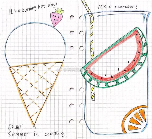 手账简笔画|分享一组彩色手帐排版
