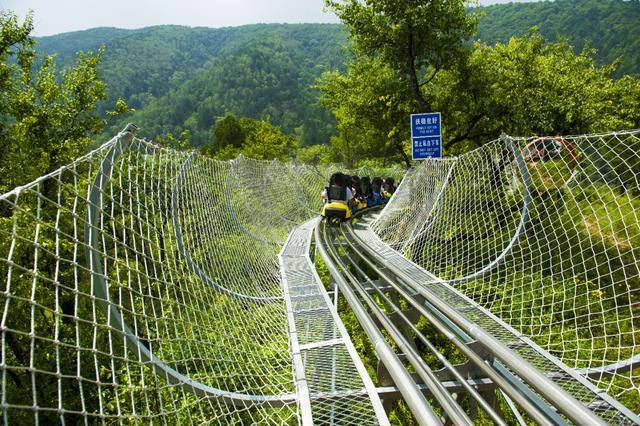 在延安黄龙县树顶漫步景区俯瞰蓝天白云下的陕北绿肺之都-旅游频道