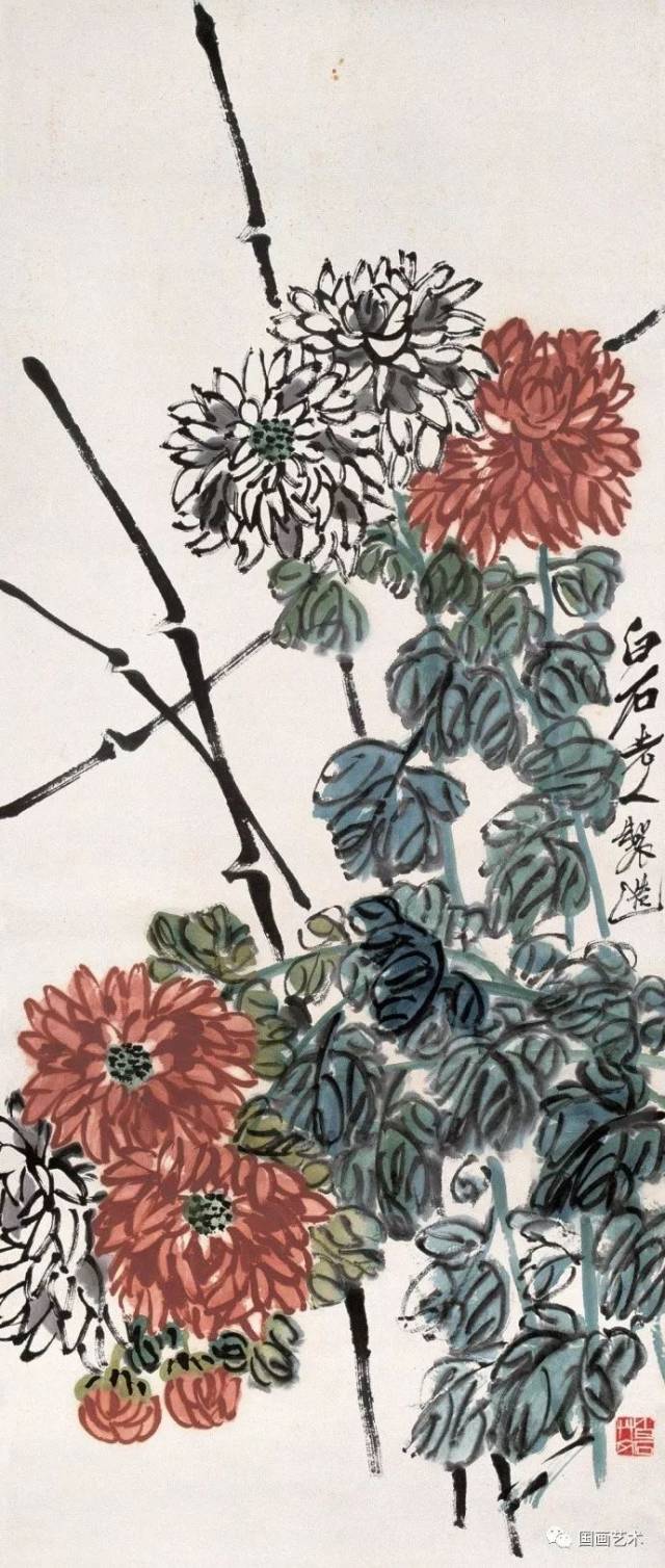 齐白石大师画菊作品欣赏