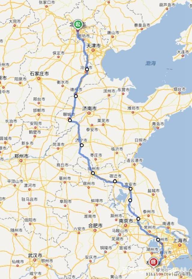 京杭大运河在地图上的位置