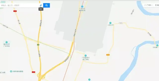 (广州白云机场网络地图,可见机场周边有高速,国道,省道及县级道路联通图片