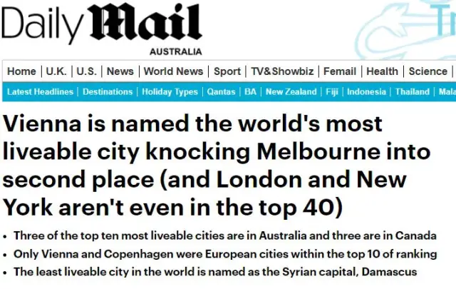 榜单 |《经济学人》2018全球最宜居城市排名:加