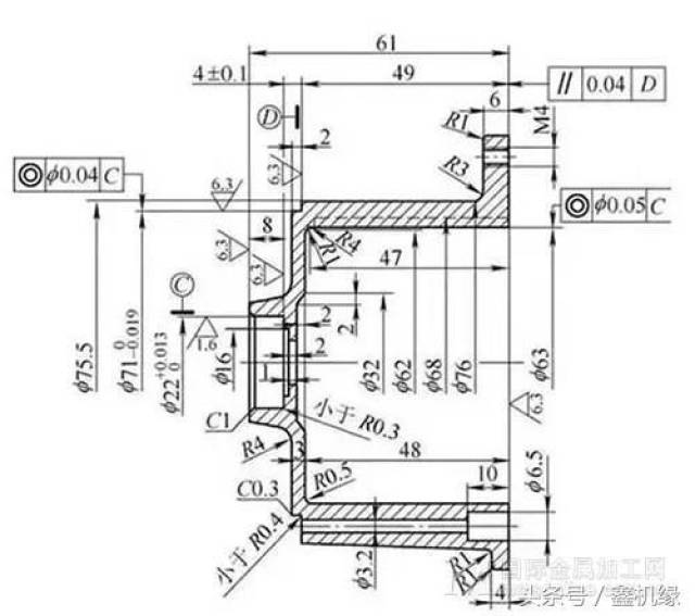 (1)vm850立式加工中心1进行m4螺纹底孔钻孔,m4螺纹攻螺纹及铣削外