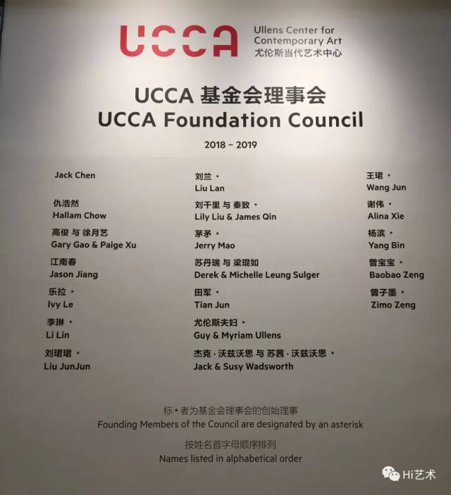 2017年的ucca的赞助理事墙(上,及目前的2018-2019ucca的赞助理事墙