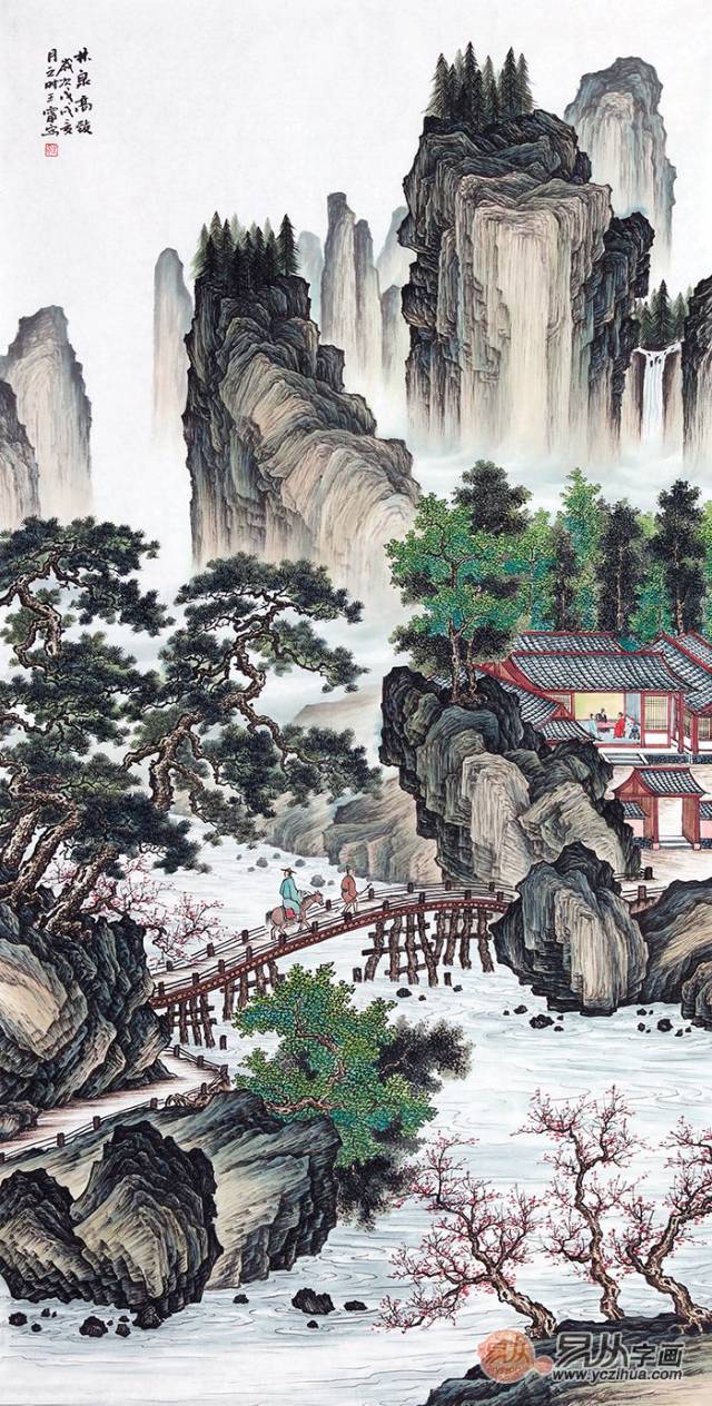 收藏必升值 王宁精品仿古山水画《溪山积翠》