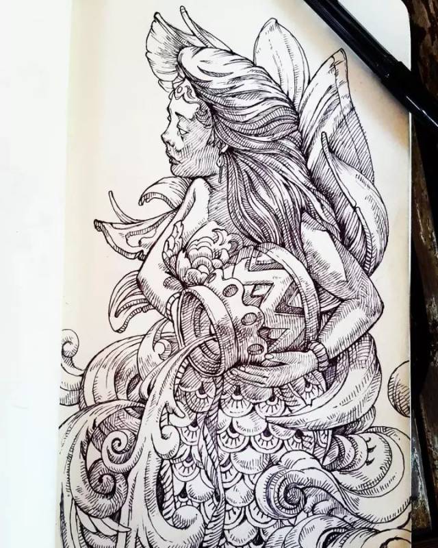 针管笔人物,画面感强,每一跟线条都充满力量