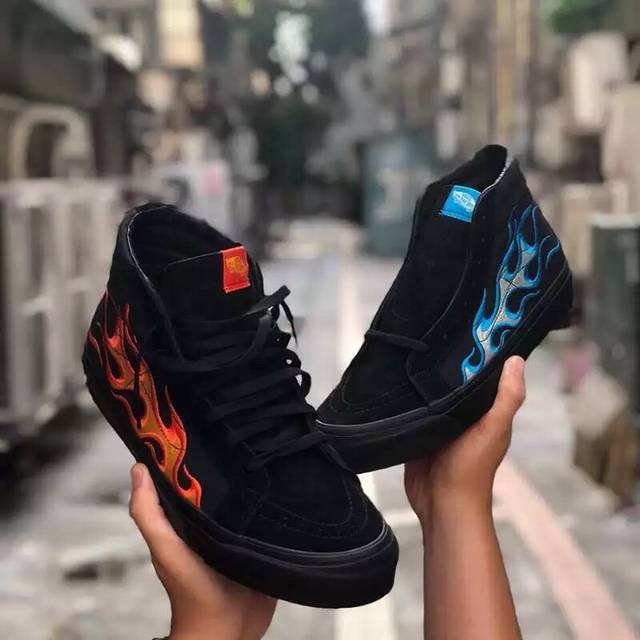 vans x wtaps 万斯火焰牛仔帆布鞋