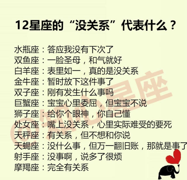 12星座的"没关系"代表什么