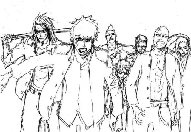 久保带人《bleach》连载15年插画集《jet》草稿图