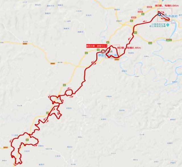 巴中城市广场(起点)→西华山隧道→盘兴物流园→巴恩快速通道→卢溪