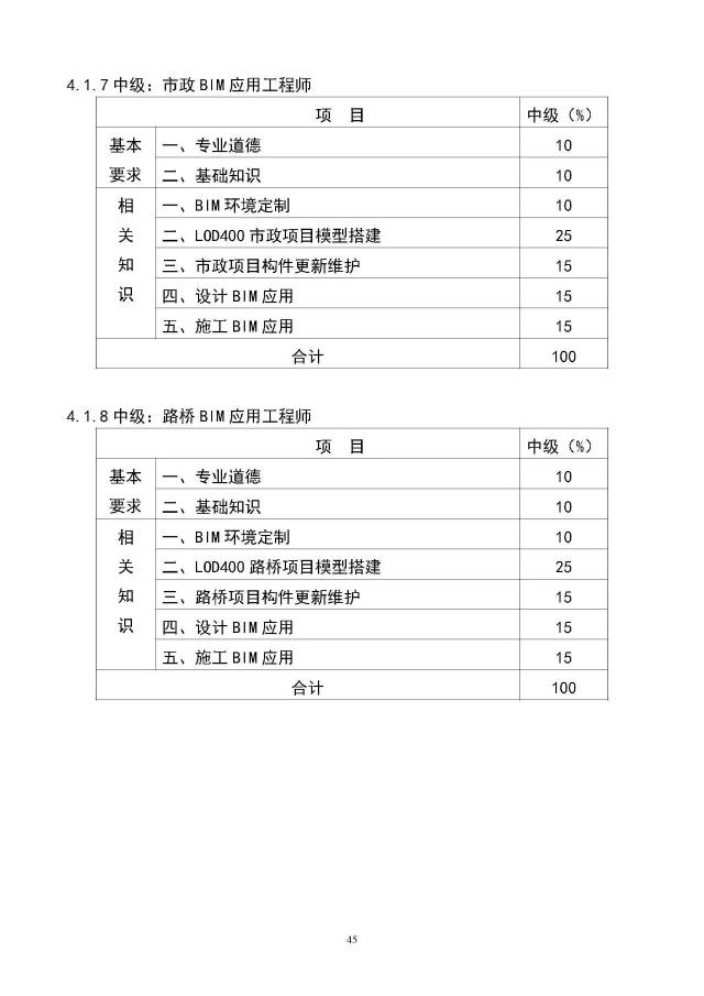 《建筑信息模型(bim)应用工程师专业技术技能人才培训标准》全文