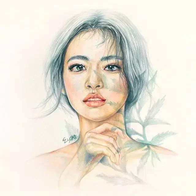 小清新的彩铅人物插画,线条感流畅,神态生动