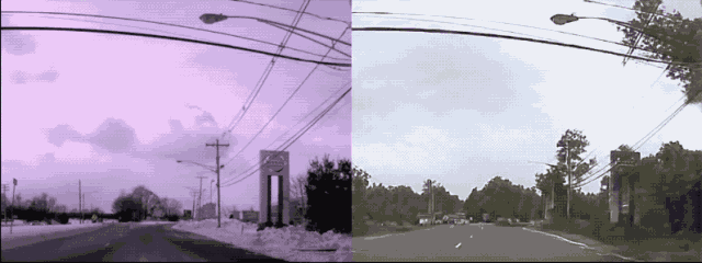 第一种:颠倒黑白 将白天变换为黑夜,还会自动脑补上车灯路灯等细节