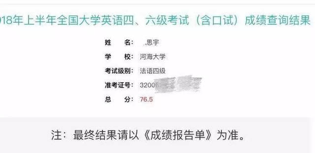 2018年法语四级考试成绩公布啦!60分及格,小伙