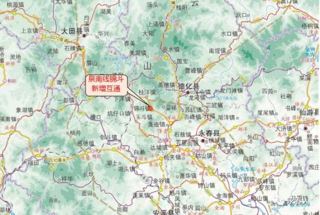 主要控制点:永春县锦斗镇居民点,原省道203,泉南线大坂大桥,格口三号