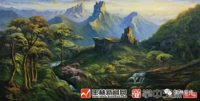 覃德华油画作品《童年的记忆》又名《双印官山的早晨》.