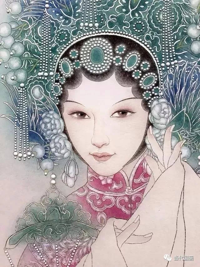 当今工笔重彩人物画最杰出的女画家付洛红笔下的戏剧重彩人物!