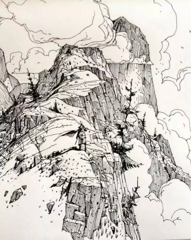 秋天风景画铅笔画