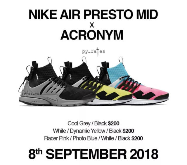 官图解毒?acronym x nike presto mid 2018 正式曝光