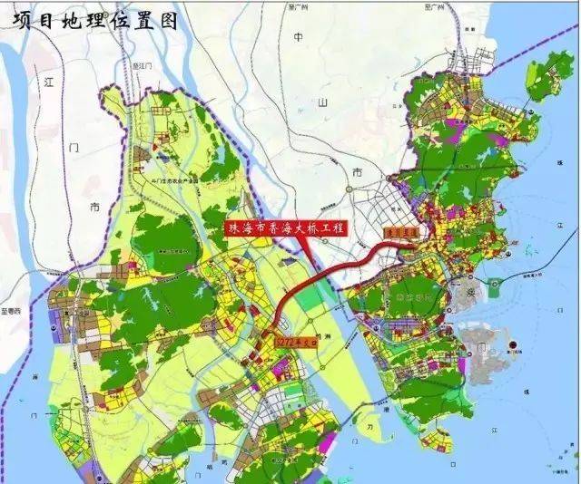 的香海大桥, 是珠海大道北侧的交通要道 起于造贝互通,止于s272湖心路