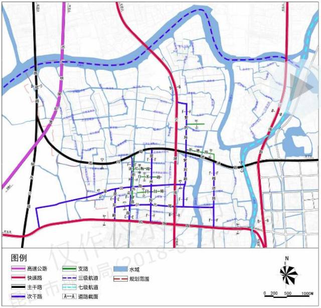 规划"一横两纵"快速路,"一横"为机场路,"两纵"为古城路及江浦路; 2