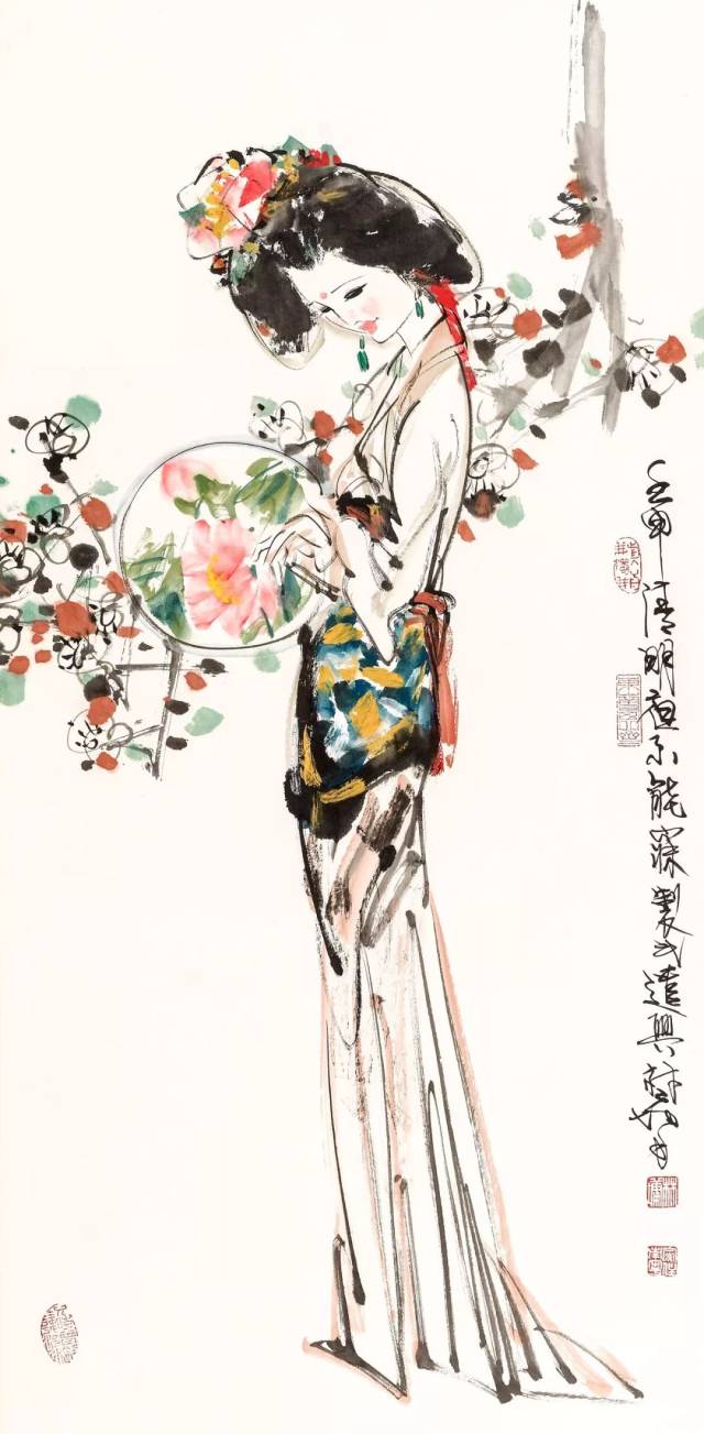 林墉 执扇仕女 1992年作