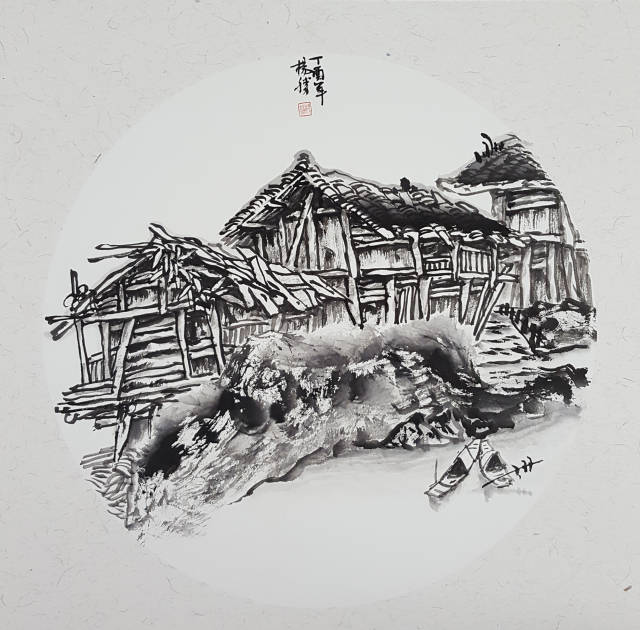 杨胜山水画,乡村民居系列作品欣赏