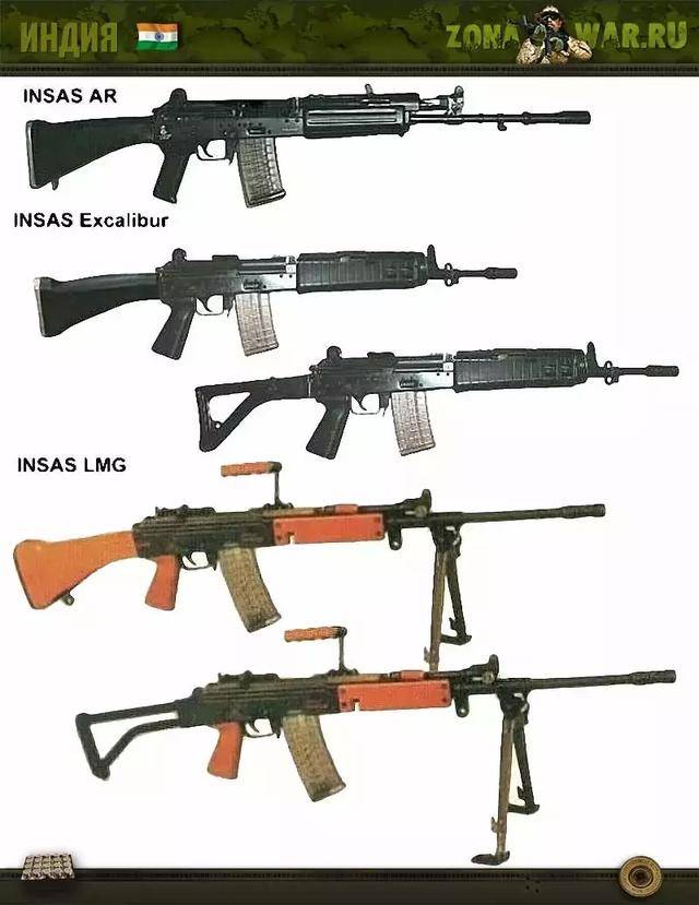 基于枪族化理念,insas设计有基础型的步枪,短枪管的卡宾枪型以及重