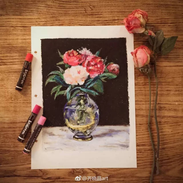油画棒教程|临摹印象派大师笔下的牡丹花