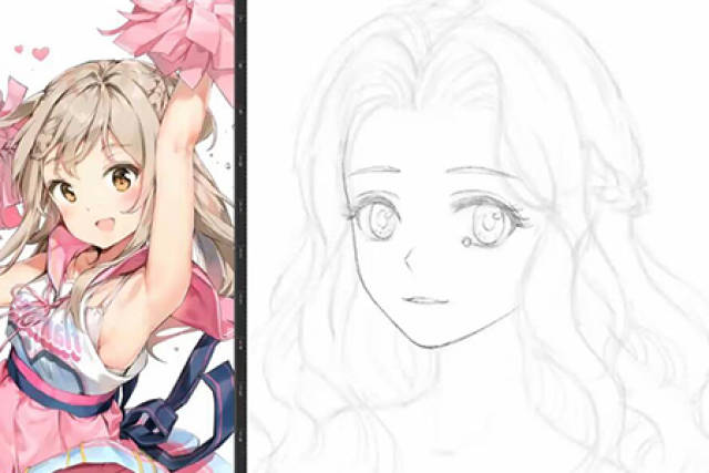 课时4日系薄涂美少女的头像线稿细画和铺色26