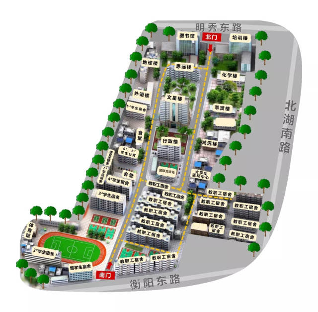 △明秀校区前门 广西师范学院明秀校区 位于广西南宁市西乡塘区明秀