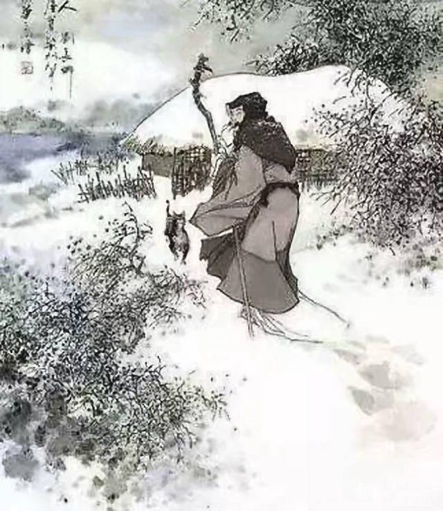 风紧寒山夜,瞋眸惊雪飞. 衰妻忧病酒,阍犬候人归.