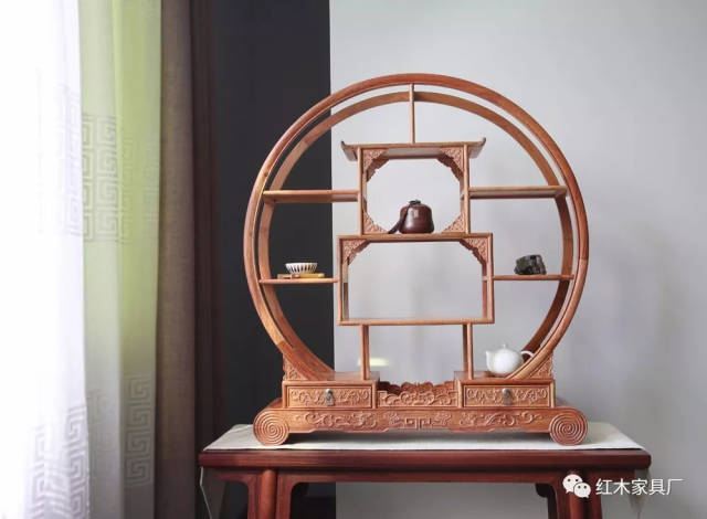 工艺品严选 | 缅甸花梨(大果紫檀) 精品【圆形小博古架】