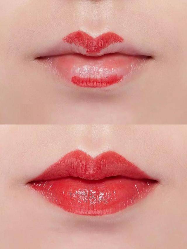 step  :根据第一步所描绘的轮廓,用口红把整个嘴唇填充饱满.