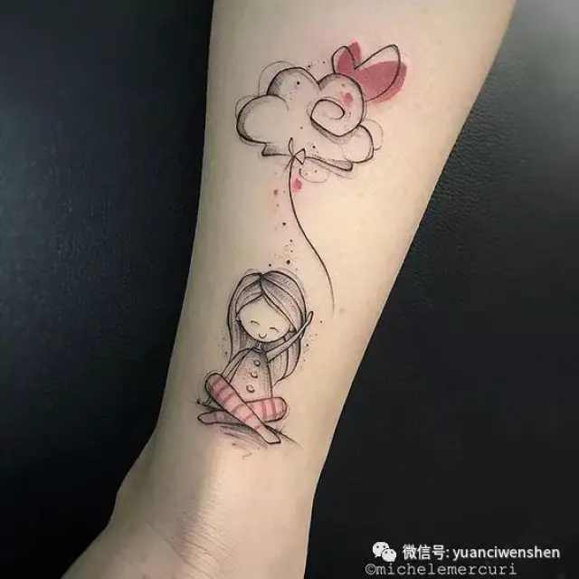 纪念失去的童年-简笔画小清新纹身