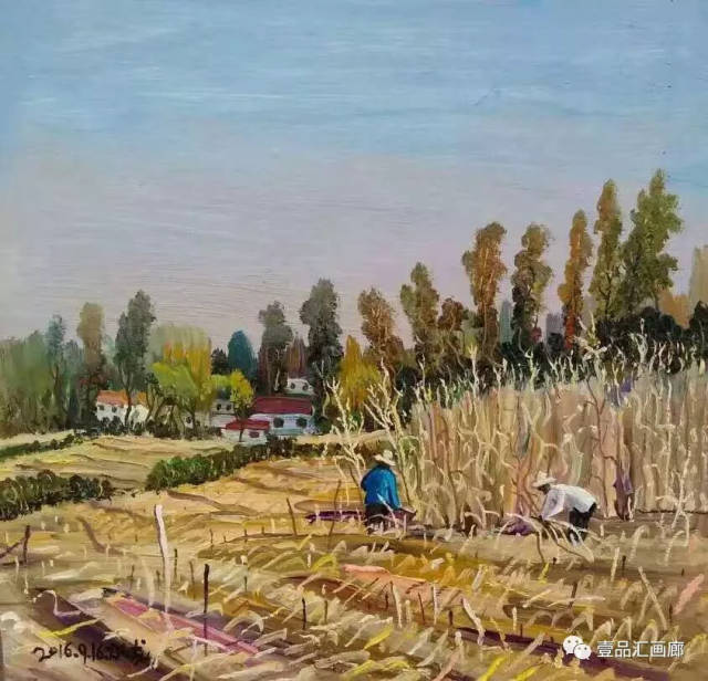 桃庄秋收1;木板:油画
