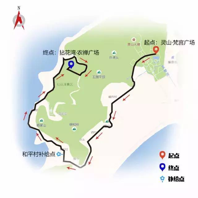 2,体验线16km 梵宫(东门出)-古竹路-群灵路-灵湖路-七里风光堤-环山西