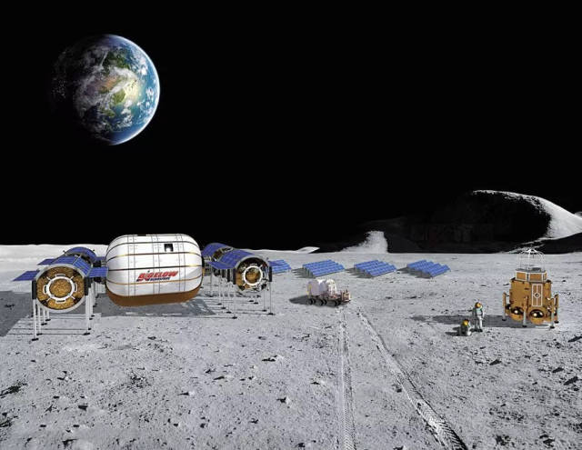 毕格罗宇航公司计划的未来月球基地的概念图
