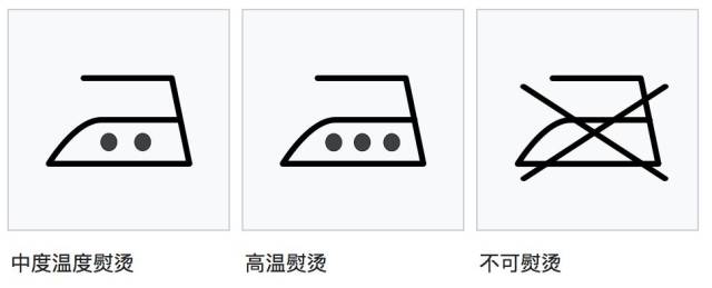 熨斗上面打个x,代表这件衣服不能熨烫. 一个圆圈标示可作专业清洗.