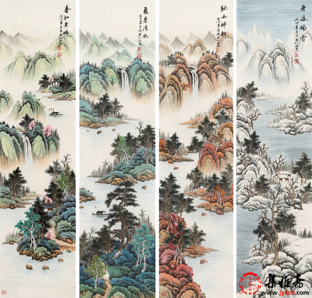 宁良成四条屏写意山水画《春夏秋冬》【作品来源:集雅斋】