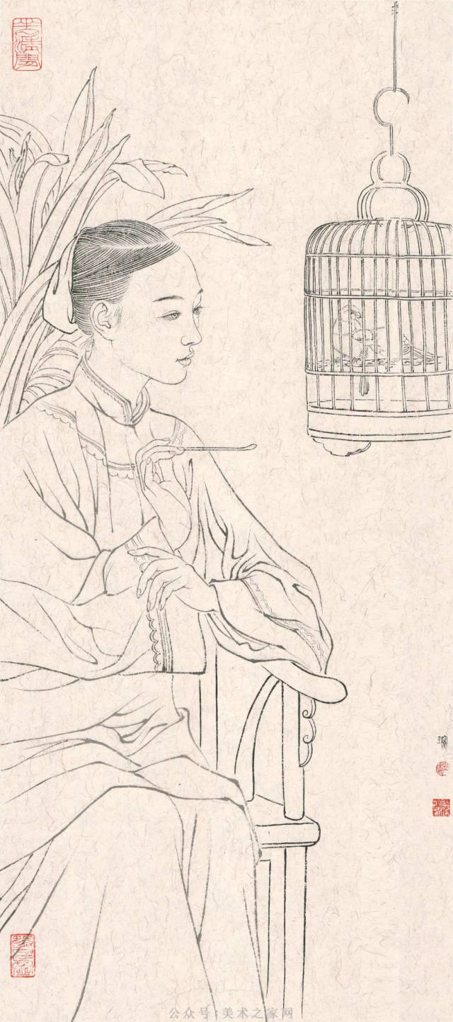 他的工笔画太美了,淡雅脱俗,香艳的极致诱惑