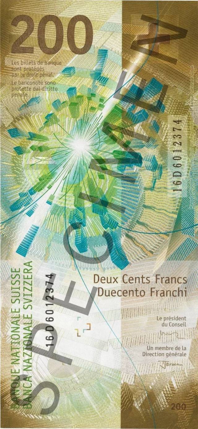 瑞士新版200法郎正式发布,手机下会动哦!